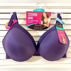 NWT💜Maidenform T-Shirt Full Coverage Convertible Strap Purple Satin Bra